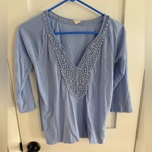 J. Crew Women's Light Blue Lace Detail Blouse
